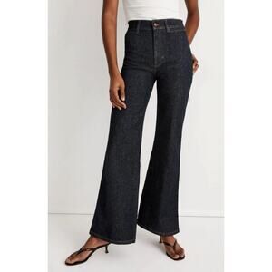 NEW! Madewell 27 Tall 11" High-Rise 70s Flare Jeans in Durland Wash Dark Denim